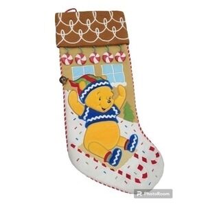 Vintage Disney Winnie the Pooh Gingerbread Christmas Stocking Holiday‎ Santa